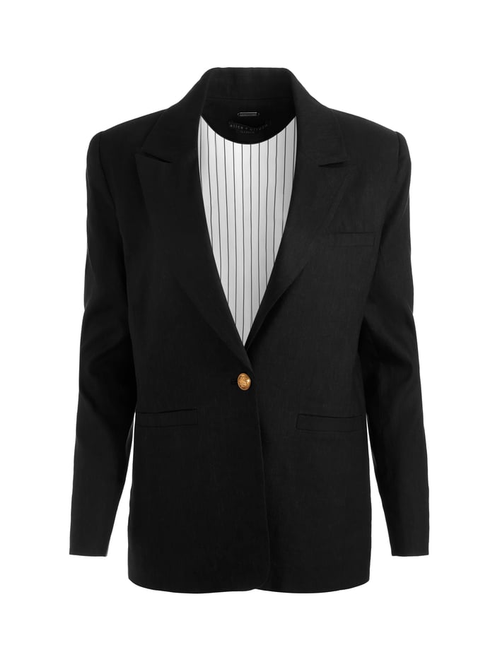 BILLIE BOXY LINEN BLAZER - BLACK image 5 - Alice And Olivia