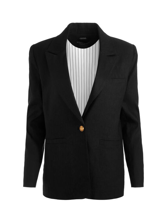 BLACK-BILLIE BOXY LINEN BLAZER