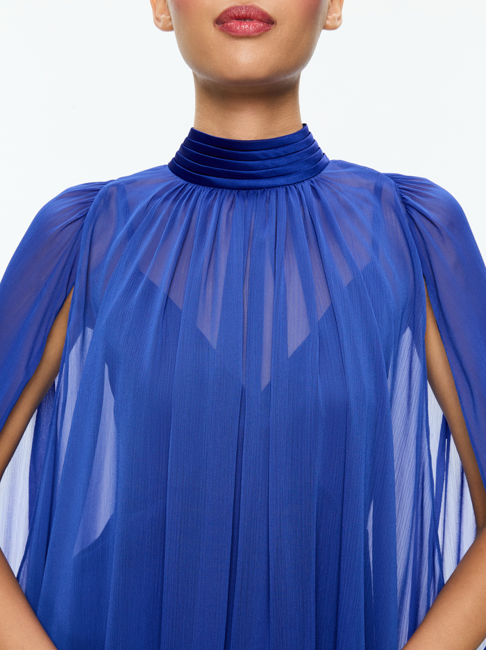 ZENON CAPE MINI DRESS - ROYAL image 1 - Alice And Olivia