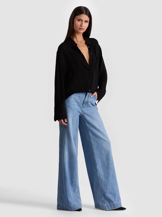 BLACK-FINELY OVERSIZED BUTTON DOWN