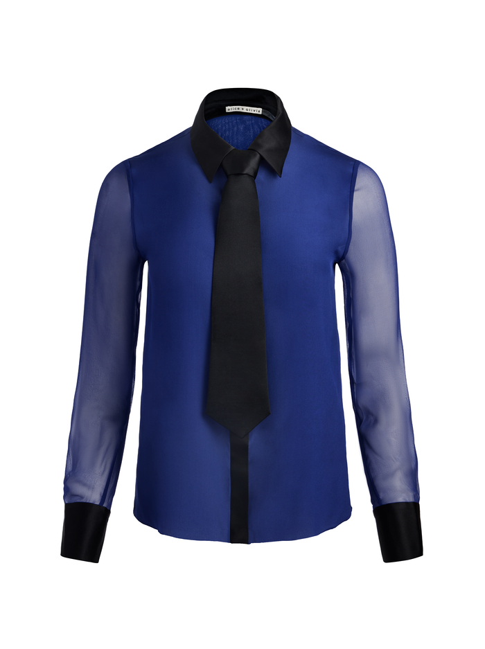 BRADY SILK BLOUSE - MIDNIGHT BLUE image 5 - Alice And Olivia