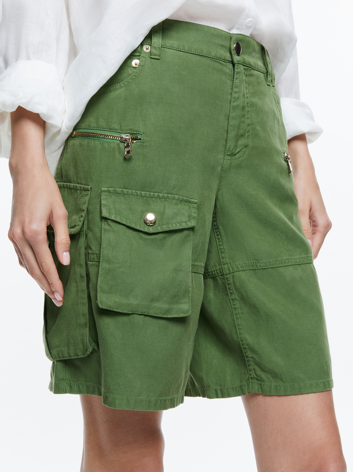 JAXON SUPER SLOUCHY LONG CARGO SHORT - AVOCADO image 3 - Alice And Olivia