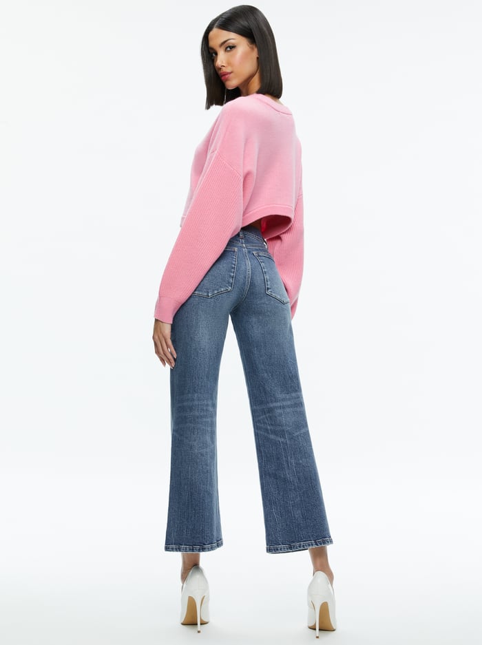 POSEY CREWNECK SWEATER - CHERRY BLOSSOM image 1 - Alice And Olivia