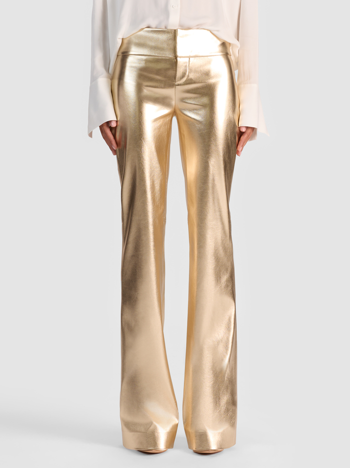OLIVIA VEGAN BOOTCUT PANT - GOLD - Alice And Olivia