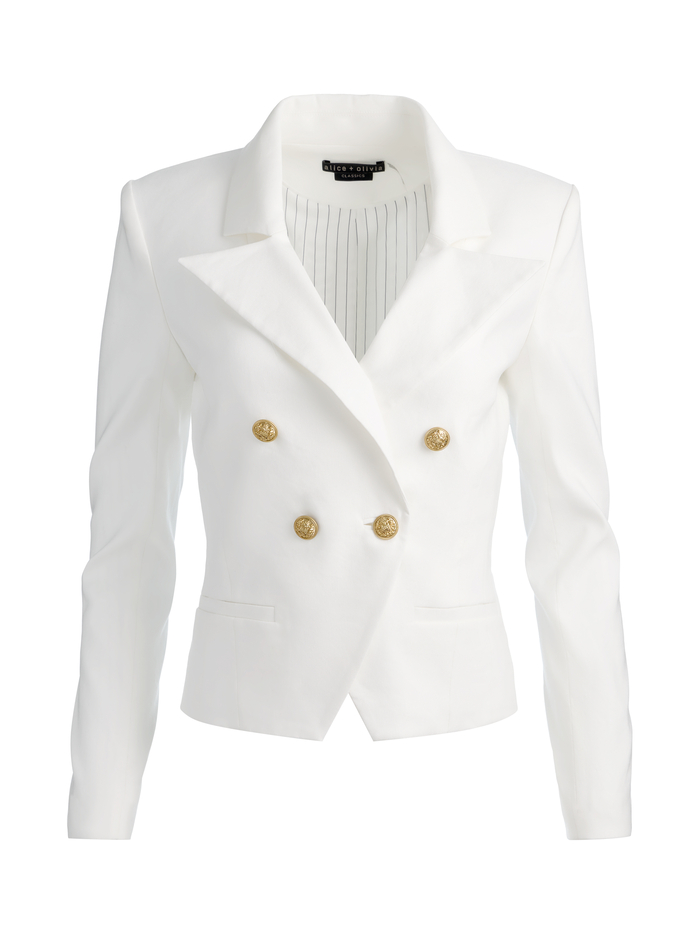 SABLE LINEN CROPPED BLAZER - OFF WHITE image 5 - ALICE + OLIVIA