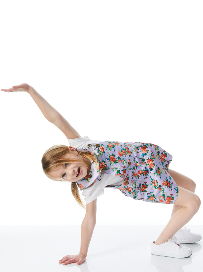 A+O x DOTTY DUNGAREES OVERALL DRESS - FLORAL EXPRESS SM LAVENDER image 4 - Alice And Olivia