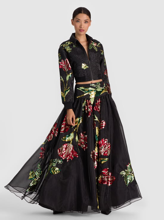 SOFT TULIP BLACK-ORIANA EMBELLISHED GOWN SKIRT