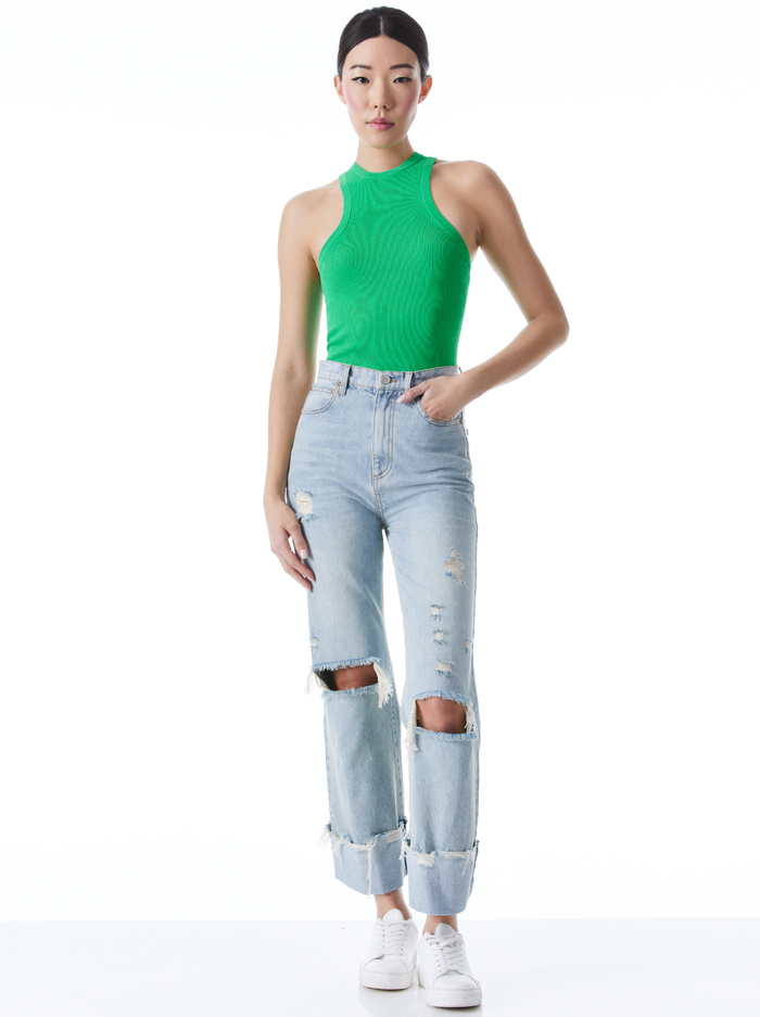 ALEENA FITTED RIB TANK - GARDEN GREEN image 4 - Alice And Olivia