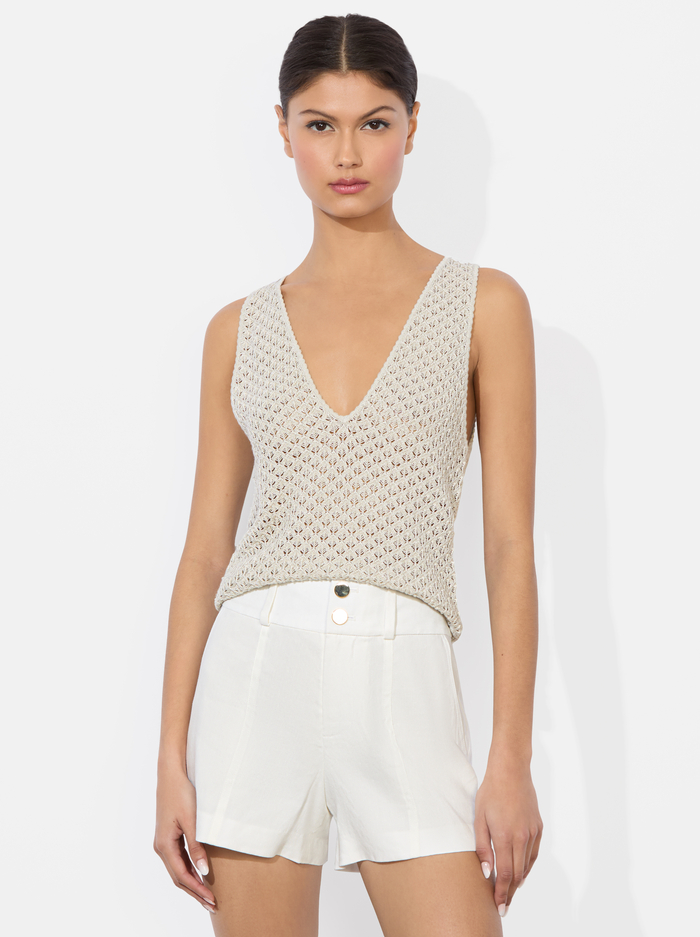 ANNALISE POINTELLE TANK - OATMEAL - Alice And Olivia