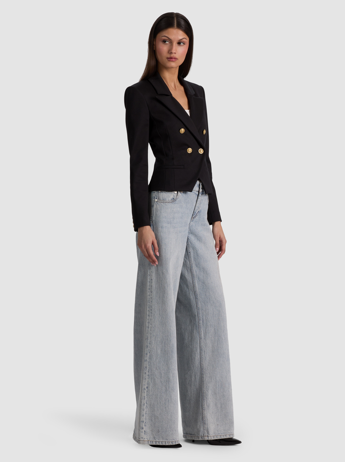 SABLE DOUBLE BREASTED CROPPED BLAZER - BLACK image 4 - ALICE + OLIVIA