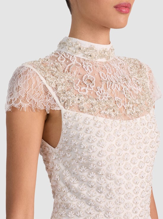 OFF WHITE-PRIA EMBELLISHED TOP