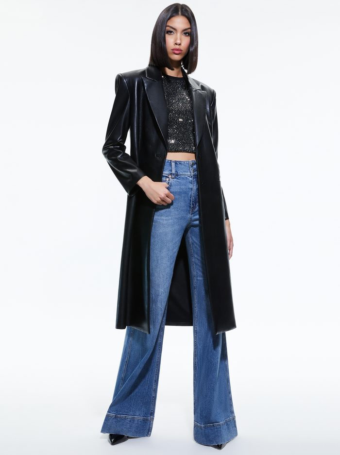 FIERRO VEGAN LEATHER LONG BLAZER - BLACK image 2 - Alice And Olivia