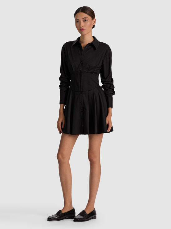 BLACK-EDIE CORSET MINI SHIRT DRESS