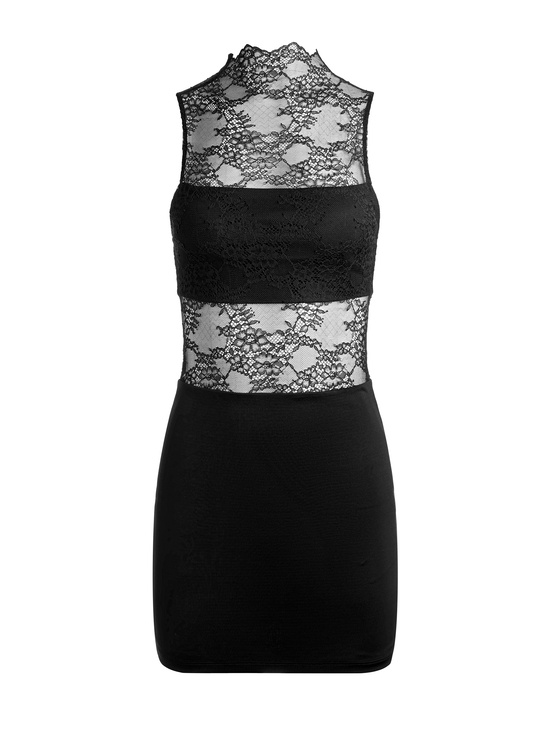 BLACK-NICHOL LACE MINI DRESS