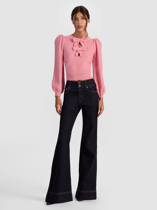 ROSE TEA-DORIS POINTELLE PULLOVER