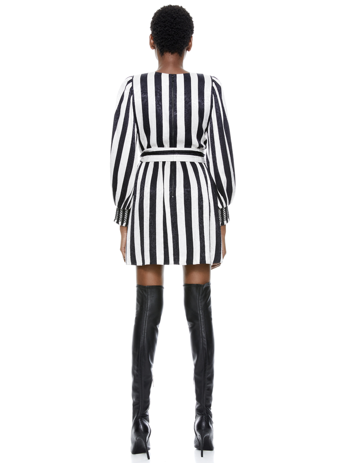 ESTEFANA MINI DRESS - EMPIRE STRIPE BLACK image 2 - Alice And Olivia