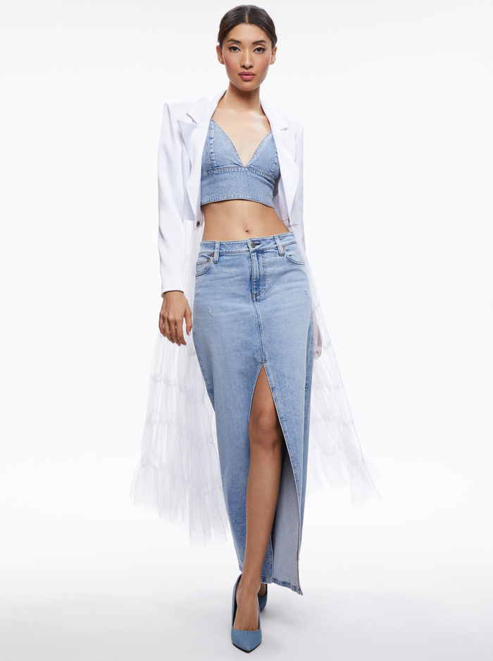 RYE HIGH WAISTED DENIM SKIRT - LIGHTNING BLUE image 5 - Alice And Olivia