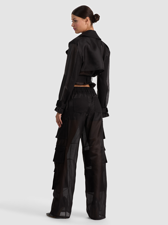 OLYMPIA SHEER COMBO CARGO PANT - BLACK image 2 - ALICE + OLIVIA