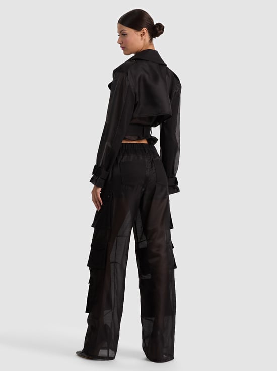 BLACK-OLYMPIA SHEER COMBO CARGO PANT