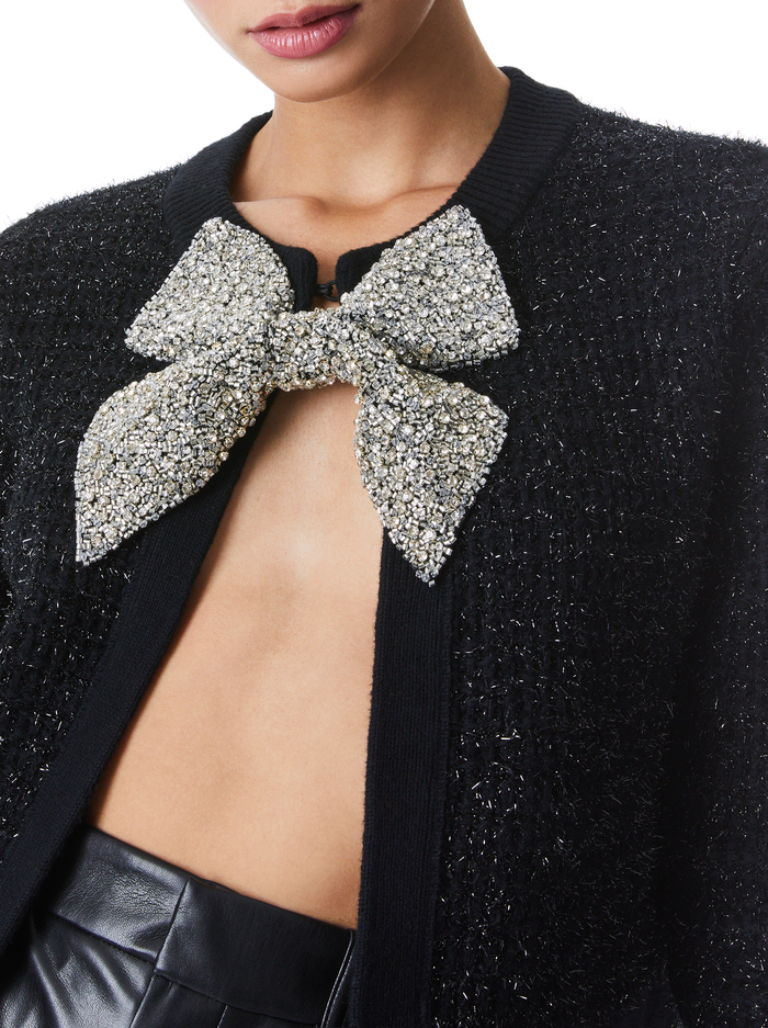 AKIRA EMBELLISHED BOW CARDIGAN - BLACK COMBO image 3 - Alice And Olivia
