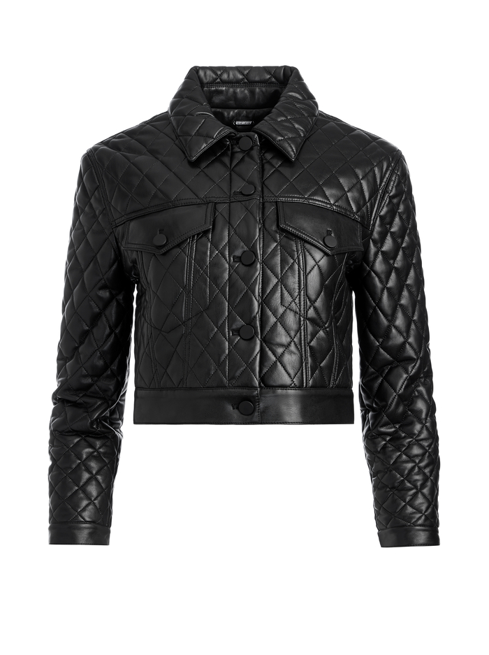 CHLOE QUILTED VEGAN LEATHER CROPPED JACKET - BLACK image 5 - Alice And Olivia