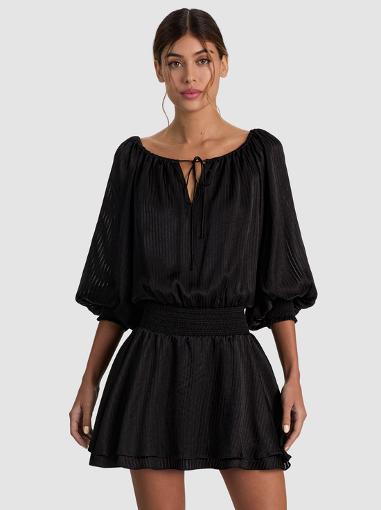 BLACK-PAULINE DROP WAIST MINI DRESS