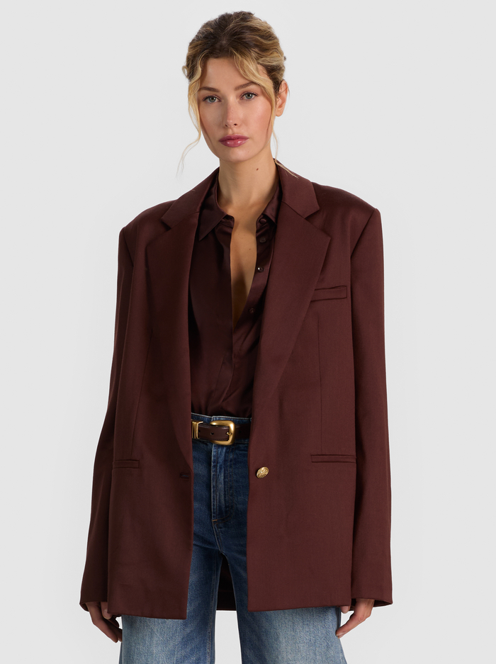 RONAN OVERSIZED BOXY BLAZER - DARK CHOCOLATE - ALICE + OLIVIA