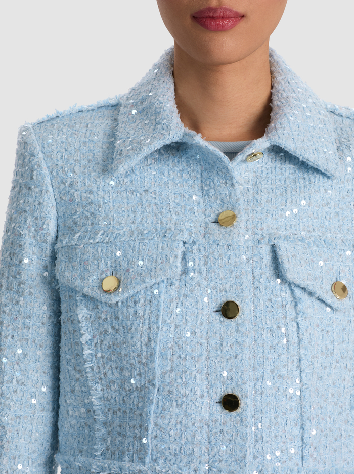 CHLOE TWEED JACKET - CAROLINA BLUE image 3 - ALICE + OLIVIA