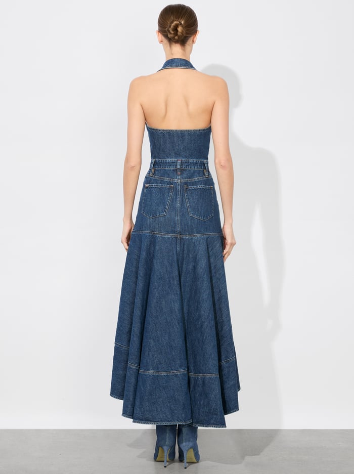 JUANA HIGH LOW DENIM DRESS - DARBY VINTAGE BLUE image 2 - Alice And Olivia