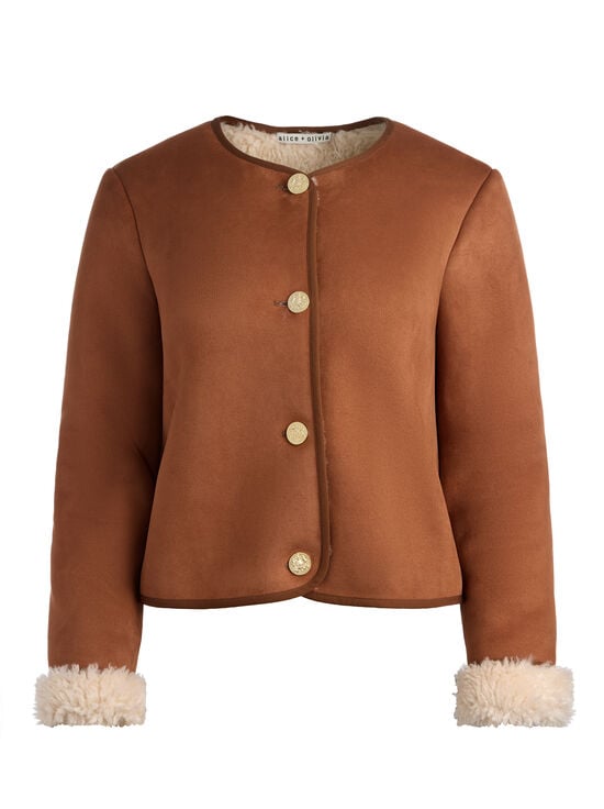 OFF WHITE/CAMEL-ALMA VEGAN SUEDE TEDDY JACKET