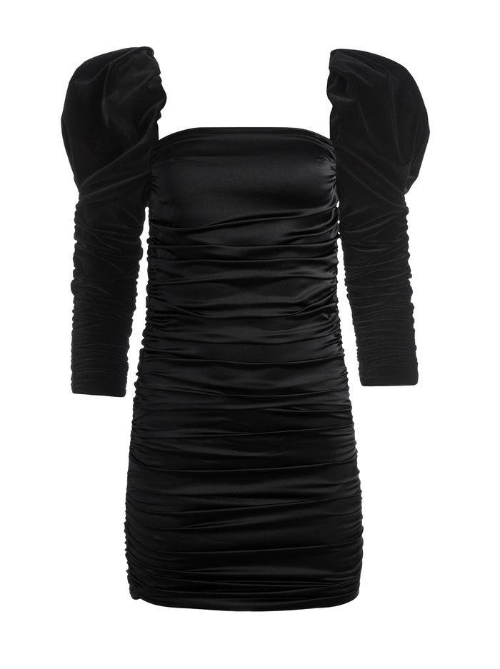 KATRICE VELVET PUFF SLEEVE MINI DRESS - BLACK image 5 - Alice And Olivia