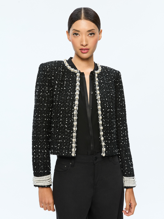Dorian Jacket In Black/white | Alice + Olivia