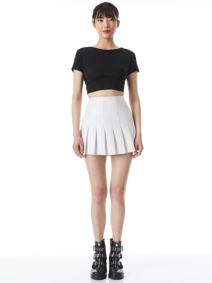 Carter Vegan Leather Mini Skirt In Off White Alice And Olivia