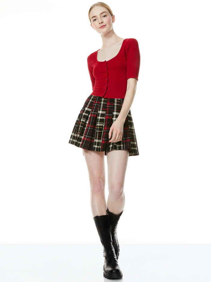 CARTER PLAID MINI SKIRT - FREEDOM PLAID BLACK/COMBO image 4 - Alice And Olivia