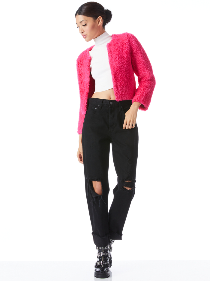 FAWN FAUX FUR JACKET - WILD PINK image 4 - ALICE + OLIVIA