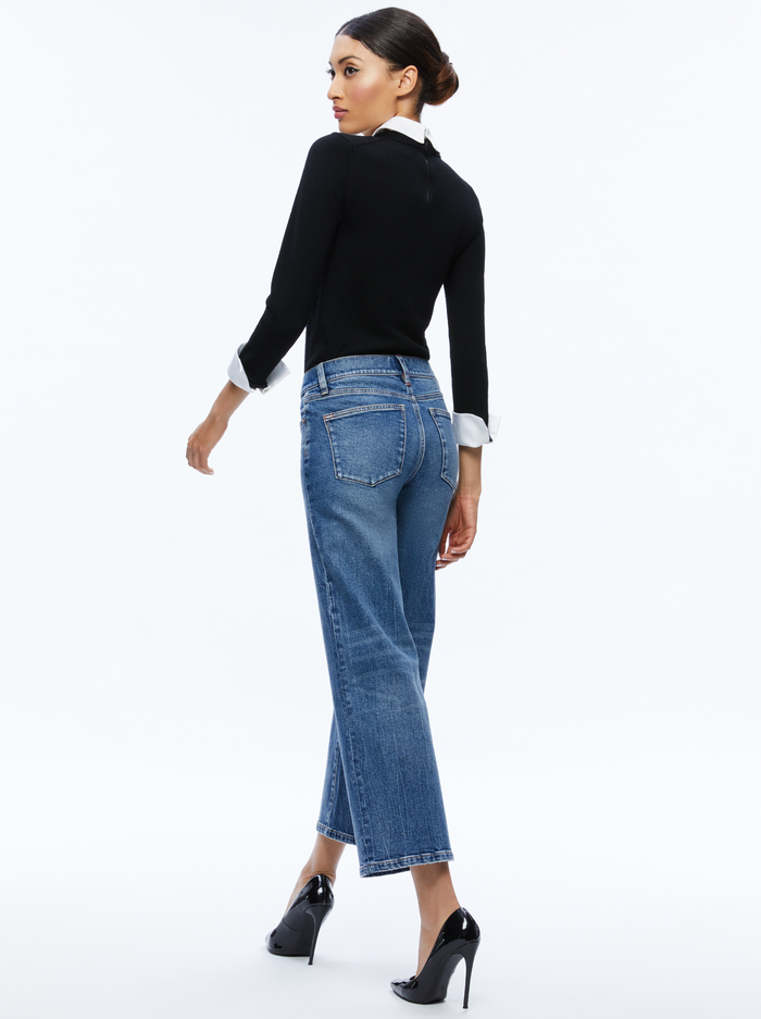 A+O X BASQUIAT PORLA COLLARED SWEATER - BLACK image 1 - Alice And Olivia