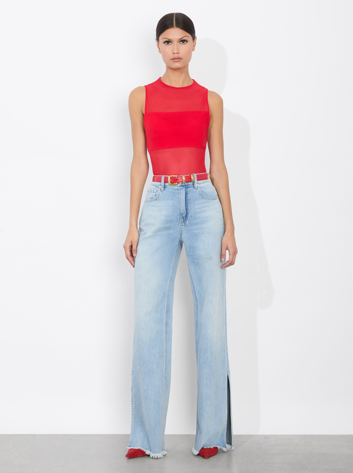 HAYDEN BUCKLE BELT - BRIGHT RUBY/GOLD image 2 - Alice And Olivia