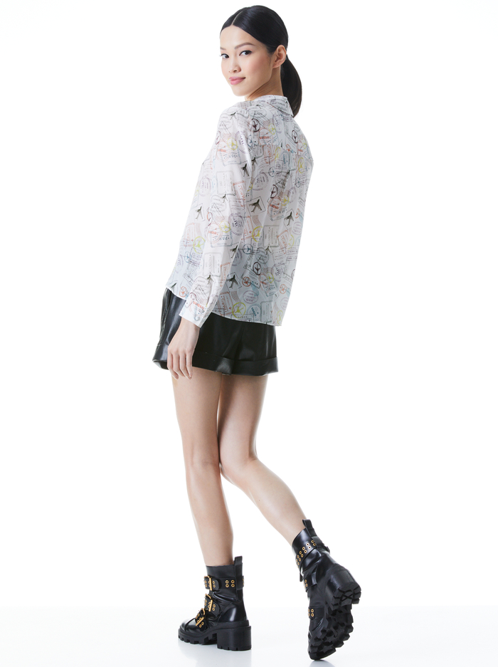 WILLA SILK BLOUSE - GLOBE TROTTER image 1 - ALICE + OLIVIA