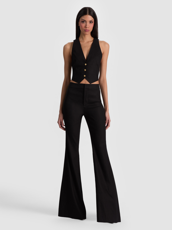 LINDEN LINEN BOOTCUT TROUSER - BLACK image 1 - ALICE + OLIVIA