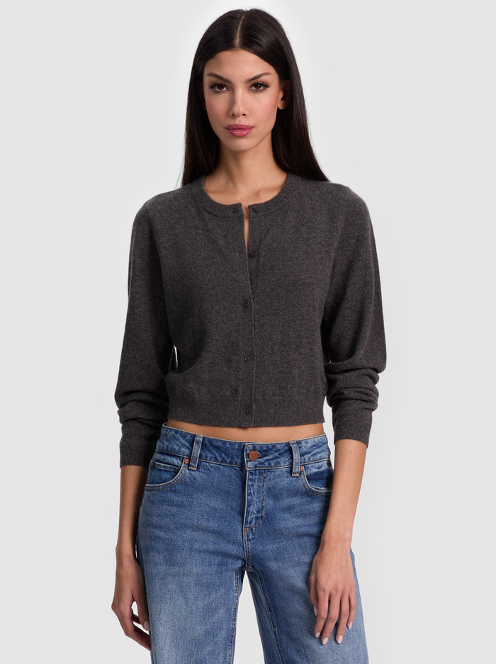 DOLLIE CASHMERE CARDIGAN - CHARCOAL HEATHER - ALICE + OLIVIA
