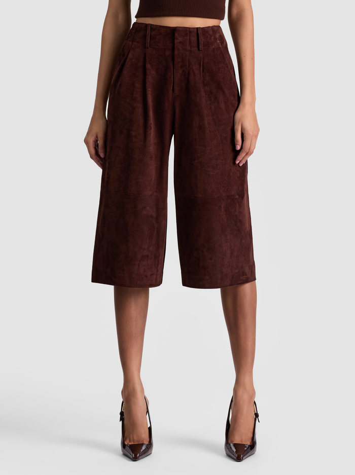 ELOISE SUEDE GAUCHO PANT - DARK CHOCOLATE - Alice And Olivia
