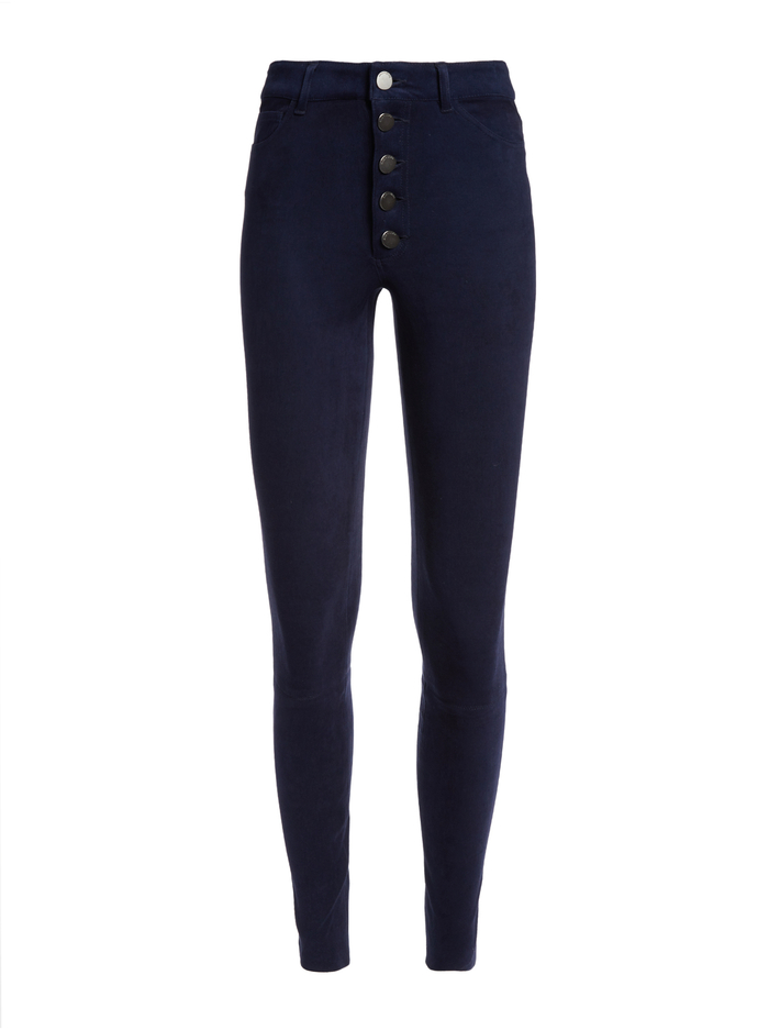 MIKAH HIGH RISE SUEDE PANT - NAVY image 5 - Alice And Olivia