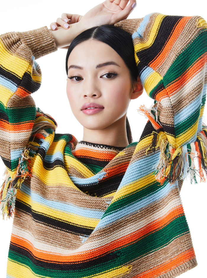 CLAUDETTE FRINGE PULLOVER - MULTI image 3 - Alice And Olivia