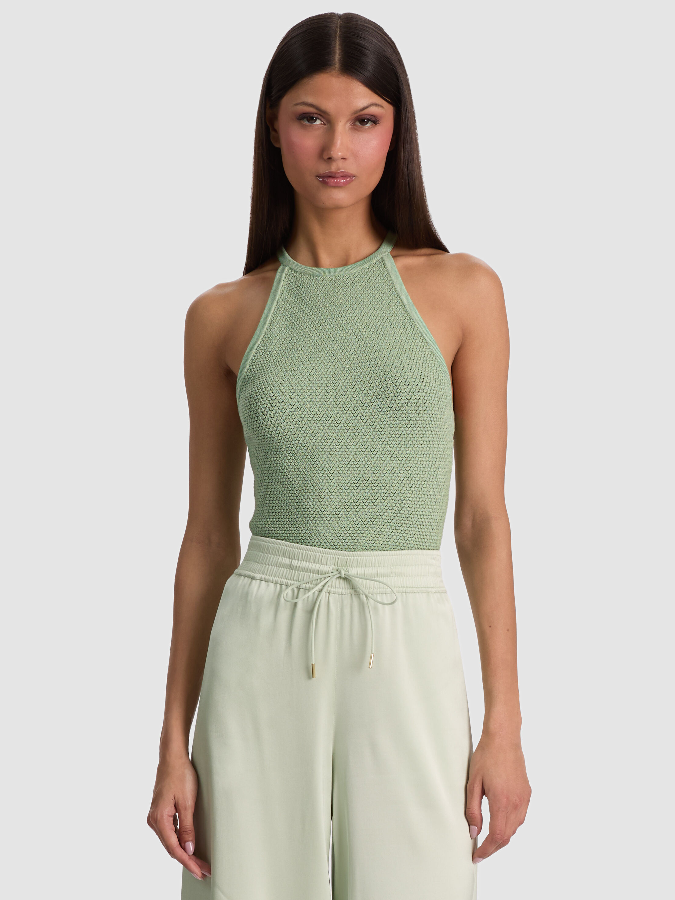 HEIDI POINTELLE TANK in SAGE | ALICE + OLIVIA