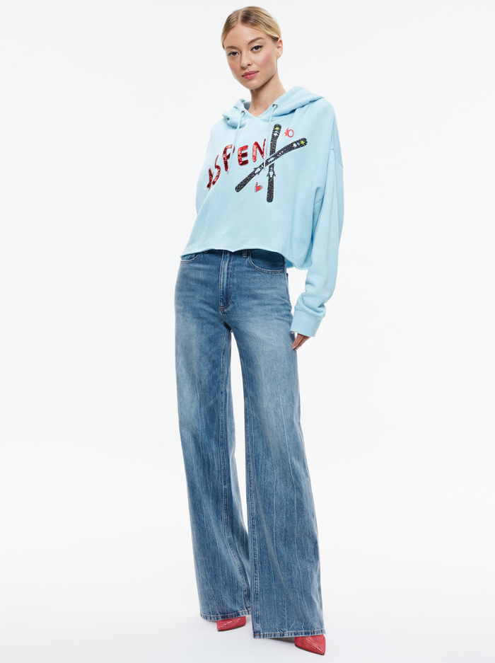 SUNNY BOXY CROPPED HOODIE - ICE image 4 - Alice And Olivia