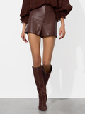 CADY LEATHER SHORT - MOCHA