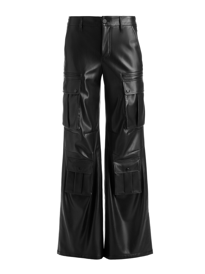 JOETTE VEGAN LEATHER CARGO PANT - BLACK image 5 - Alice And Olivia