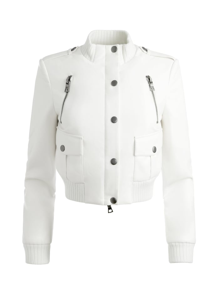 RIA  VEGAN LEATHER MOTO JACKET - OFF WHITE image 5 - Alice And Olivia