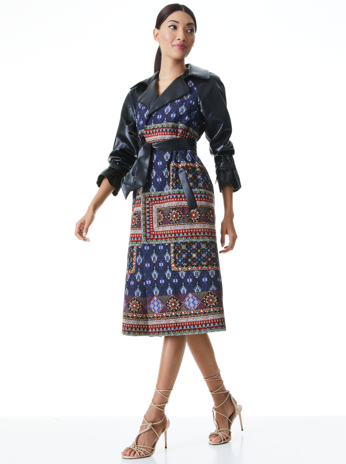 MALIA VEGAN LEATHER COMBO COAT - CARRIED AWAY MULTI/BLACK image 4 - Alice And Olivia