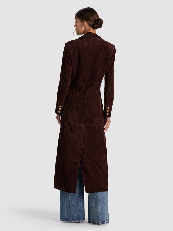 IRVIN SUEDE SLIM MAXI BLAZER - DARK CHOCOLATE image 2 - ALICE + OLIVIA